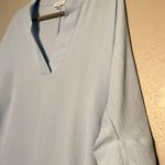 Calvin Klein Pastel Light Blue V-Neck Sweater Blouse SZ M 3/4 Sleeve Flowy Photo 5