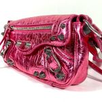 Balenciaga XSmall Le Cagole Metallic Leather Shoulder Bag Pink NEW Photo 6