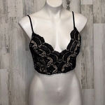 Luxxel  Black Lace Cropped Bralette Top Size M Photo 0