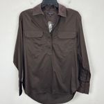 Madewell  Utility Long Sleeve Popover Shirt Dark Carob Stretch Cotton XS NWT Photo 5