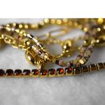 Loft  Reto Gold Tone Red Rhinestone Multi Layer/Style Chain Bib Glam Necklace Photo 3