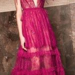 Alexis Dress Umbria Tiered Lace Tulle Silk Maxi Wedding Pink Fuchsia XS GUC Photo 0