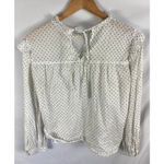 Madewell Mockneck Ruffle Top in Flocked Dot Size Medium Photo 7