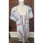 JustFab Linen Blend Stripe Shift Dress Swim Cover Up Women's XL FLAW Photo 1