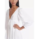 STAUD AMARETTI DRESS Plunge Neck Bishop Sleeve Gown Maxi Dress White Size L Photo 5