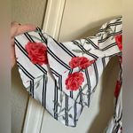 Blush 🌸 White Striped Floral Off Shoulder Layered Bell Sleeve Blouse #S Photo 4