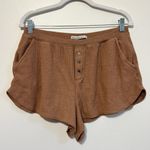 Abercrombie & Fitch  Waffle Knit Shorts Size Large Tan Brown Cozy Lounge Photo 1