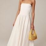 J.Crew Strapless Mixy Dress Smocked A Line Minimalist Ramie Natural XXS NWT Photo 0