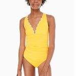 Kate Spade New York Womens One-Piece Swimsuit Limon Yellow LG Designer EUC Sexy Photo 1