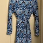 Loft  Blue Pattern Belted Long-Sleeve Shirt Dress Size Small Photo 0