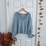 Madewell Cozy Yarn Periwinkle Blue V-Neck Sweater Photo 4