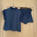 Koch  Blue Ruffled Top and Skirt Set size small Photo 1