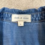 Cloth & Stone  Roll Tab Tencel Long Sleeve Blue Denim Over Shirt Women Size Large Photo 7
