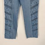 Acezung heavily embroidered boho straight leg hi rise jeans light wash size 10 Blue Photo 9