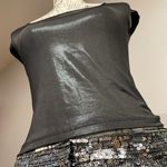 Malibu Vintage Y2k Faux Leather Wet Shiny Iridescence Holographic Crop Photo 1