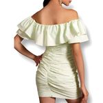 Maeve NWT Anthropologie 0 Green Off Shoulder Ruffle Mini Dress Wedding Guest Photo 5