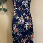 Lulus My Favorite Day Navy Blue Floral Print Tulip Skirt Midi Dress Size M Photo 8