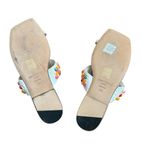 Jimmy Choo  Women's White Amoure Flat Embellished Beaded Raffia Sandals size 38.5 Photo 3