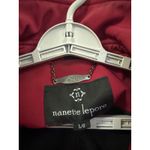 Nanette Lepore  Red Trench Coat Belted Moto Style Jacket Size Large Photo 2