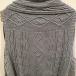 J. JILL Gray Knit Short Sleeve Cardigan Size Medium Cable Knit Chunky Open Front Gray Photo 4