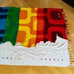 Colorful, Rainbow, Art Deco, Pashmina Style Fringe Wrap Scarf from Brazil White Photo 6