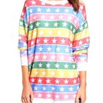Wildfox Roadtrip Stellar Pullover Stars and Stripe Oversized Sweatshirt Nwt Photo 1