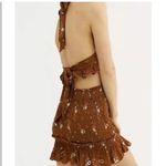 Free People  Boho Brown Floral Halter Top – Tie Neck/Back – XS Photo 1