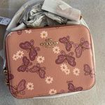 Coach  Goldshell Pink Multi Box Crossbody Handbag With Butterflies Photo 4