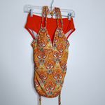 Cupshe NWT  Floral‎ V-Neck Tankini Top & Standard Bottoms Set Orange Medium Photo 2