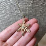 Golden Snowflake With Rhinestone Accents Necklace New Without Tags Gold Photo 2