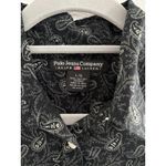 Vintage Polo Paisley Shirt Women Large Black Short Sleeve Western Festival Chore Photo 2