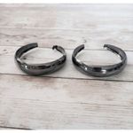 Large Dark Gray Metallic Hoops for Pierced Ears Photo 1