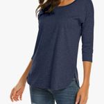 π΅ Sherosa Blue 3/4 Sleeve Tunic Tee Size S Soft Knit Photo 3