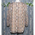 Preston & York V-Neck Snakeskin Top Blouse Shirt Size L Sheer 3/4 Sleeve Lined Photo 5