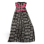 BCBG Max Azria Gracely Maxi Cocktail Dress Strapless Black White Size 4 Photo 3