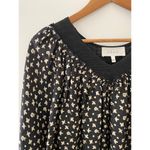 The Great  Holly Top Silk 0 Black Cream Ditsy Floral V Neck Long Sleeve Blouse Photo 3