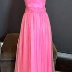 Women’s Pink Off the Shoulder Full Length Prom Party Dress Corset Back Size 8 Photo 0