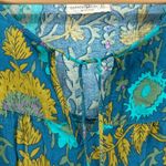 Natural Life Maribel Boho Floral Print Tassel Tie Neck Blouse Top XS Teal Sage Photo 4