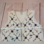 Classic Elements Vintage  Sweater Vest Medium Embroidered Zip Up Cottagecore Boho Photo 4