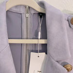 Hego Sleeveless Blazer Dress Gray XL Gold Buttons Belted High Slit Sexy NWT Photo 5