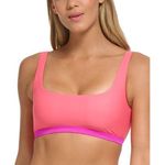 DKNY Bikini Top Stretch UV Protection Removable Cups Colorblock Pink Purple M Photo 0
