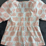 Anthropologie  White Blouse with Orange‎ Pattern Photo 6