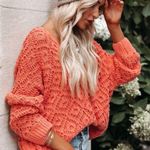 VICI NEW -COLE VALLEY CHENILLE SWEATER - SALMON ORANGE Photo 3
