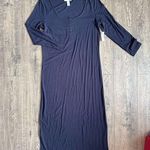 Anthropologie  Daily Ritual Ribbed Navy Henley Midi Dress NWT Photo 0