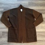 Daily Ritual Chevron Knit Cardigan in Brown and Black Thick Open Sweater Pockets Size L Photo 0