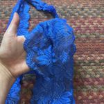 Frederick's of Hollywood NWT BLUE STRETCH LACE HALTER THONG MINI DRESS Photo 1