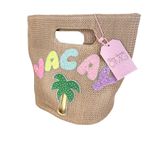 ADORABLE VACATION STRAW HANDBAG PURSE PASTEL TROPICAL NWT Tan Photo 4