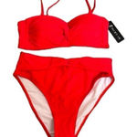 Tempt Me Red Bandeau Strapless Twist Front Bikini Set Small NWT Photo 0
