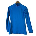 Under Armour ColdGear Fitted Mock Neck Top Womens M Blue Thermal Athleisure Photo 1