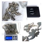 1940’s RHODIUM PLATED SOLID 925 STERLING CHOKER NECKLACE & EARRING STUNNING SET Silver Photo 4